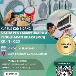 📣KURSUS TAMBAH KOD BIDANG - 𝐒𝐈𝐒𝐓𝐄𝐌 𝐏𝐄𝐍𝐘𝐀𝐌𝐀𝐍 𝐔𝐃𝐀𝐑𝐀 (𝐌𝟎𝟏) 10 NOVEMBER - 14 NOVEMBER 𝟮𝟬𝟮𝟱 (𝟰𝟬 𝗠𝗔𝗧𝗔 𝗖𝗖𝗗)📣