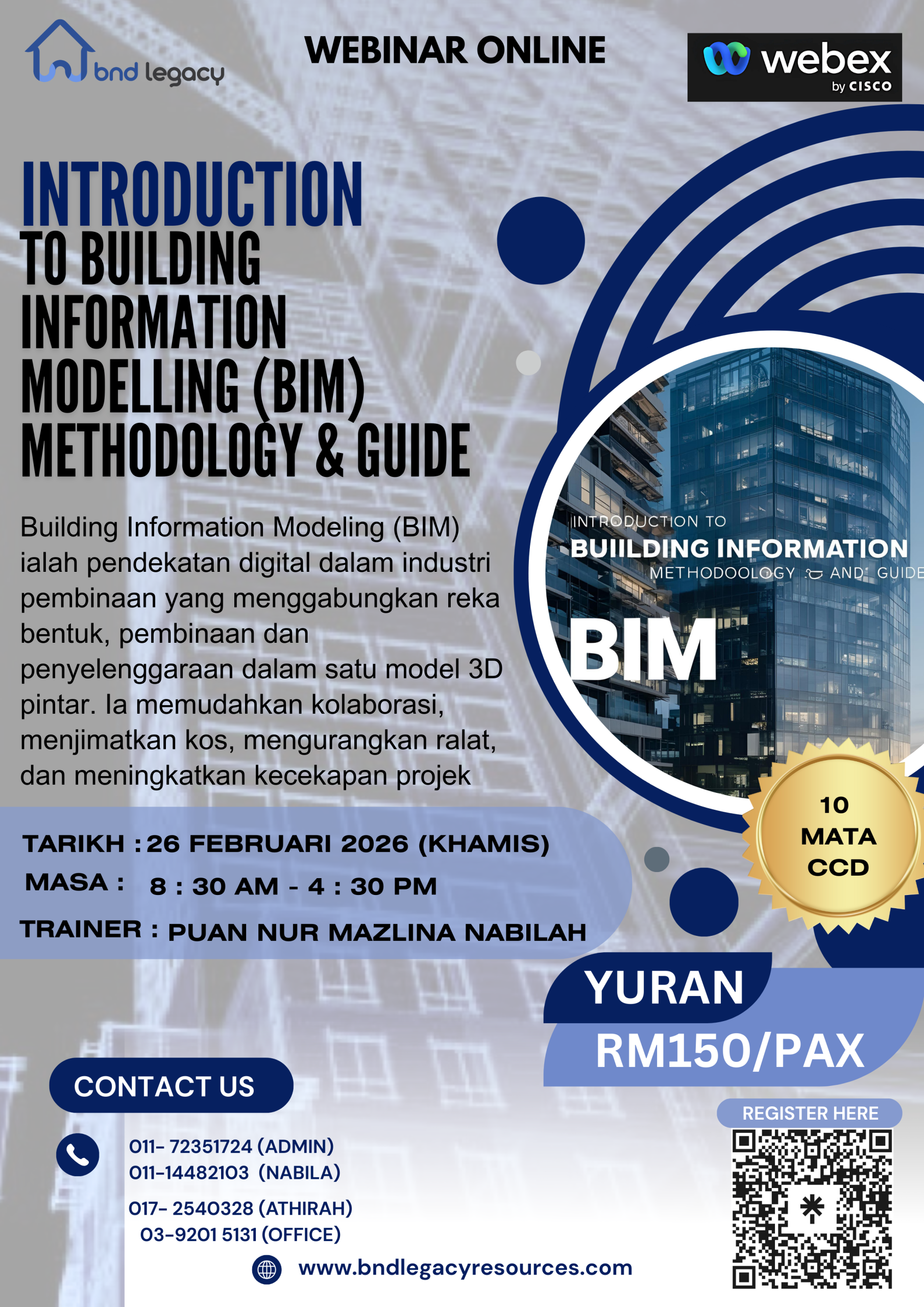 𝙄𝙉𝙏𝙍𝙊𝘿𝙐𝘾𝙏𝙄𝙊𝙉 𝙏𝙊 𝘽𝙐𝙄𝙇𝘿𝙄𝙉𝙂 𝙄𝙉𝙁𝙊𝙍𝙈𝘼𝙏𝙄𝙊𝙉 𝙈𝙊𝘿𝙀𝙇𝙇𝙄𝙉𝙂 (𝘽𝙄𝙈) 𝙈𝙀𝙏𝙃𝙊𝘿𝙊𝙇𝙊𝙂𝙔 & 𝙂𝙐𝙄𝘿𝙀 (𝟏𝟎 𝐌𝐚𝐭𝐚 𝐂𝐂𝐃) - 𝟐𝟔 𝐅𝐞𝐛𝐫𝐮𝐚𝐫𝐢 𝟐𝟎𝟐𝟔