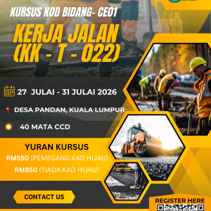 📢 𝐊𝐔𝐑𝐒𝐔𝐒 𝐊𝐎𝐃 𝐁𝐈𝐃𝐀𝐍𝐆: 𝐊𝐄𝐑𝐉𝐀 𝐉𝐀𝐋𝐀𝐍 (𝐂𝐄𝟎𝟏) | 27 - 31 JULAI(𝟒𝟎 𝐌𝐀𝐓𝐀 𝐂𝐂𝐃) 📢