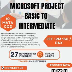 WEBINAR ONLINE - MICROSOFT PROJECT BASIC TO INTERMEDIATE ( 27 NOVEMBER 2025)