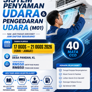 📣𝗞𝗨𝗥𝗦𝗨𝗦 𝗧𝗔𝗠𝗕𝗔𝗛 𝗞𝗢𝗗 𝗕𝗜𝗗𝗔𝗡𝗚 𝐒𝐈𝐒𝐓𝐄𝐌 𝐏𝐄𝐍𝐘𝐀𝐌𝐀𝐍 𝐔𝐃𝐀𝐑𝐀 & 𝐏𝐄𝐍𝐆𝐄𝐃𝐀𝐑𝐀𝐍 𝐔𝐃𝐀𝐑𝐀 (𝐌𝟎𝟏)  17 OGOS - 21 OGOS 2026 (𝟰𝟬 𝗠𝗔𝗧𝗔 𝗖𝗖𝗗)