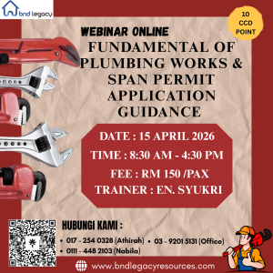 WEBINAR ONLINE - FUNDAMENTAL OF PLUMBING WORKS & SPAN PERMIT APPLICATION GUIDANCE - 15 APRIL 2026