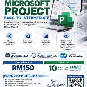 WEBINAR ONLINE - MICROSOFT PROJECT BASIC TO INTERMEDIATE (29 OKTOBER 2026)