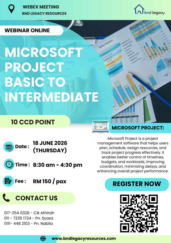 WEBINAR ONLINE - MICROSOFT PROJECT BASIC TO INTERMEDIATE (18 JUN 2026 ...