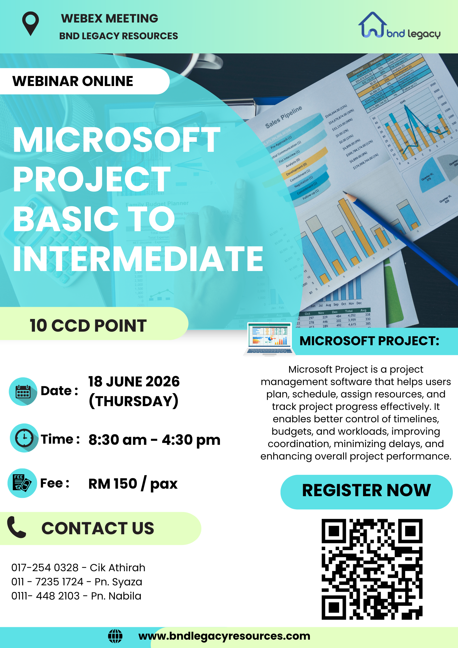 WEBINAR ONLINE - MICROSOFT PROJECT BASIC TO INTERMEDIATE (18 JUN 2026)