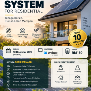 WEBINAR ONLINE - SOLAR PV SYSTEM FOR RESIDENTIAL (10 DISEMBER 2026)